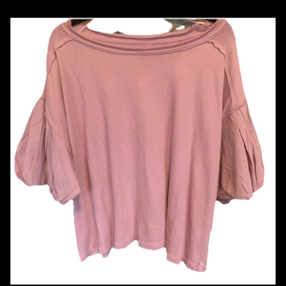 We The Free Pink Ruffle Sleeve Top Size Medium Free People Oversized